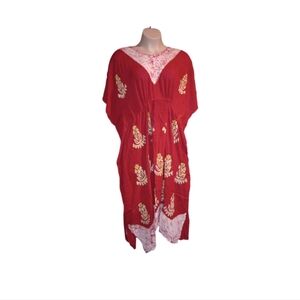 Elegant Red Embroidered Kaftan